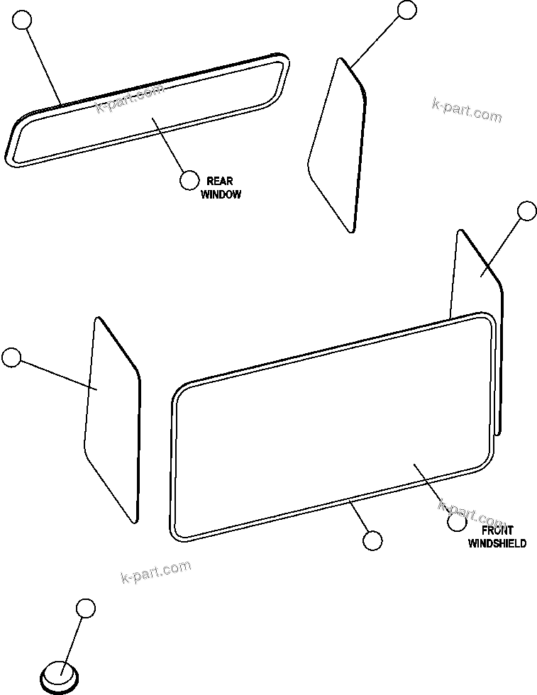 Komatsu parts book diagram for AFE47-FH 730E S/N A30524     NITTETSU: CAB WINDOWS