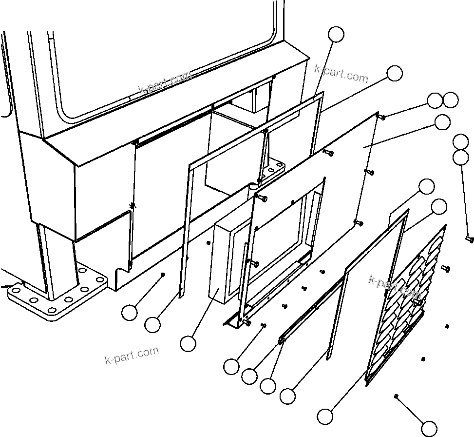 Komatsu parts book diagram for AFE47-FH 730E S/N A30524     NITTETSU: FRONT ACCESS COVER