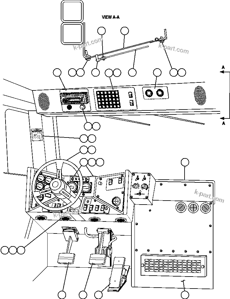Komatsu parts book diagram for AFE47-FH 730E S/N A30524     NITTETSU: OPERATOR CONTROLS & OVERHEAD PANEL