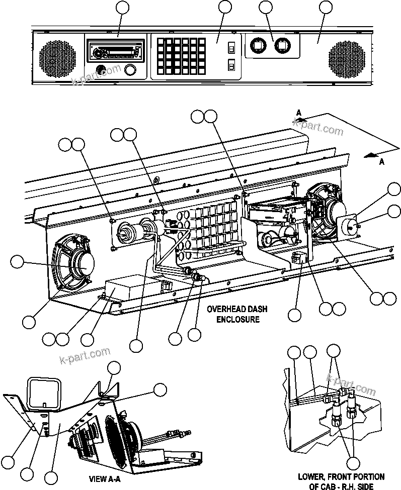 Komatsu parts book diagram for AFE47-FH 730E S/N A30524     NITTETSU: OVERHEAD DASH MODULE
