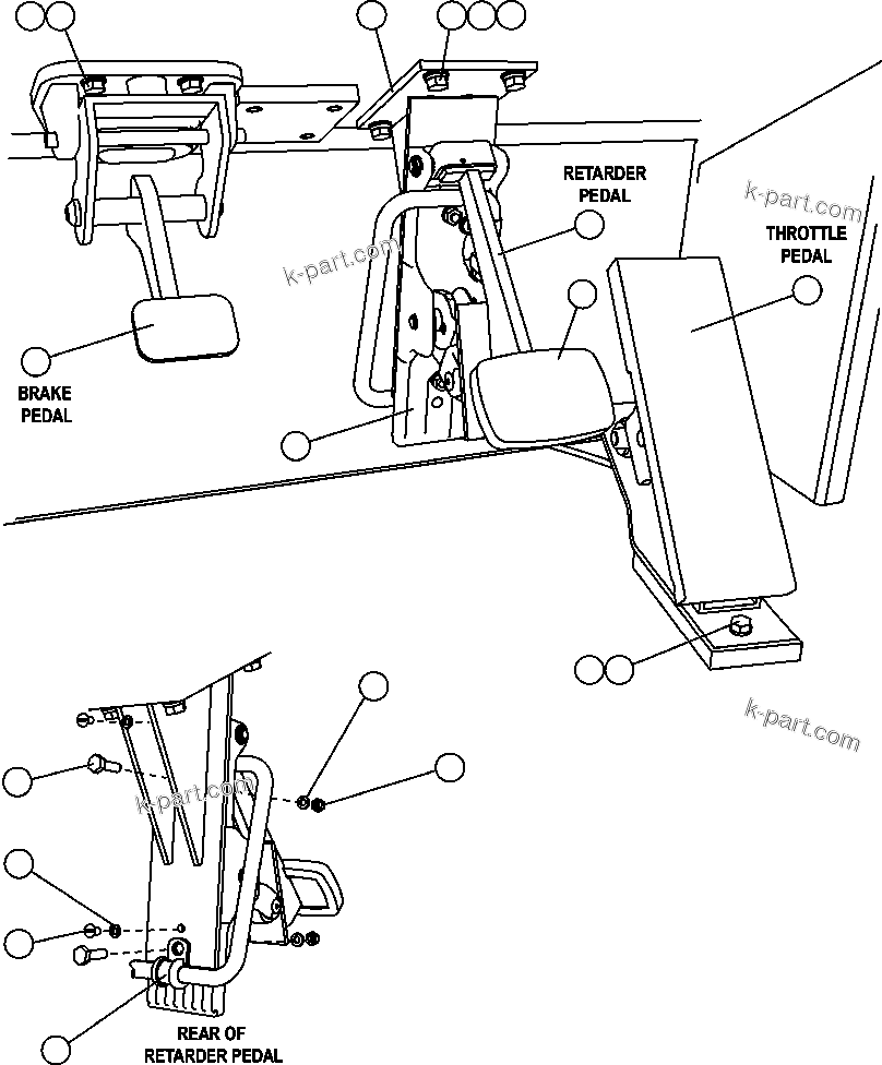 Komatsu parts book diagram for AFE47-FH 730E S/N A30524     NITTETSU: PEDAL INSTALLATION