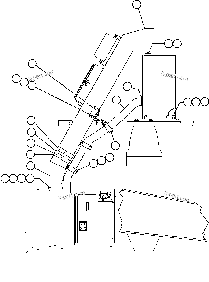 Komatsu parts book diagram for AFE47-FH 730E S/N A30524     NITTETSU: BLOWER INLET & COOLING AIR INSTL