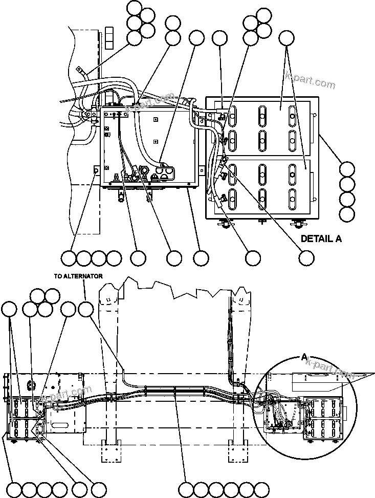 Komatsu parts book diagram for AFE47-FH 730E S/N A30524     NITTETSU: BATTERIES, BATTERY BOXES & WIRING