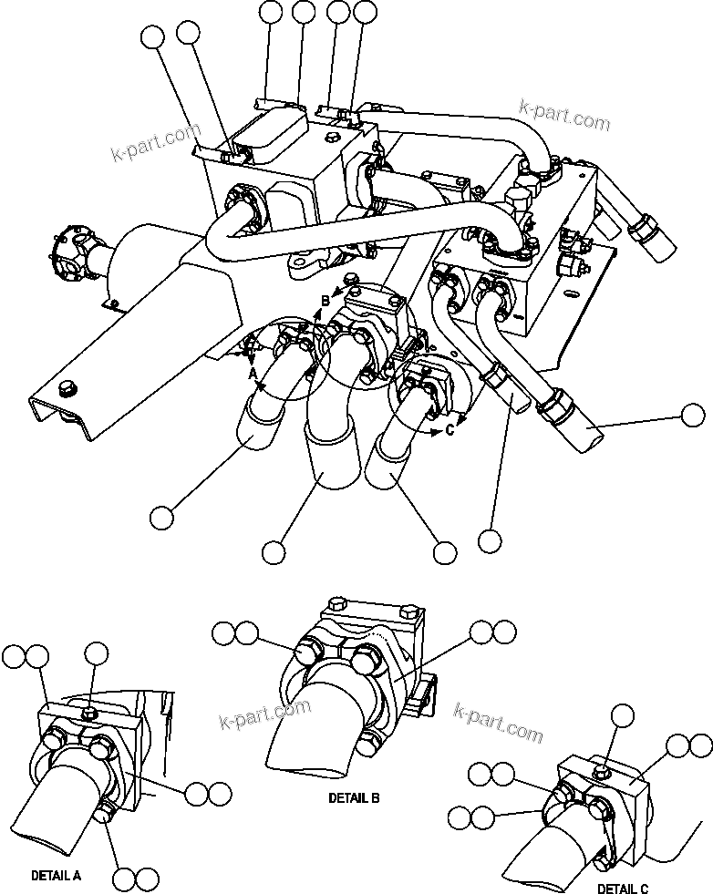 Komatsu parts book diagram for AFE47-FH 730E S/N A30524     NITTETSU: PUMP MODULE PIPING