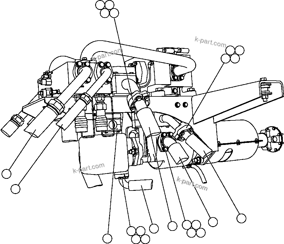 Komatsu parts book diagram for AFE47-FH 730E S/N A30524     NITTETSU: PUMP MODULE PIPING - 1