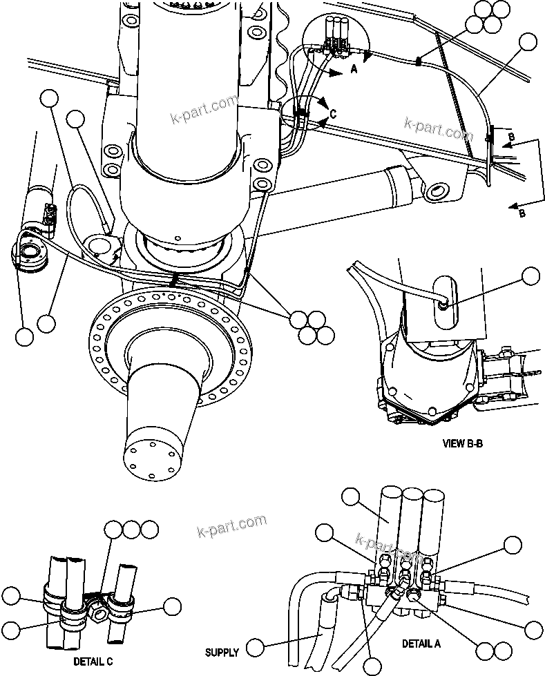 Komatsu parts book diagram for AFE47-FH 730E S/N A30524     NITTETSU: AUTOMATIC LUBRICATION - STEERING PIPING