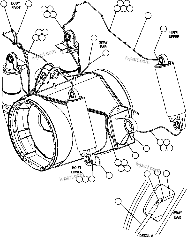 Komatsu parts book diagram for AFE47-FH 730E S/N A30524     NITTETSU: AUTOMATIC LUBRICATION - REAR AXLE PIPING - 1