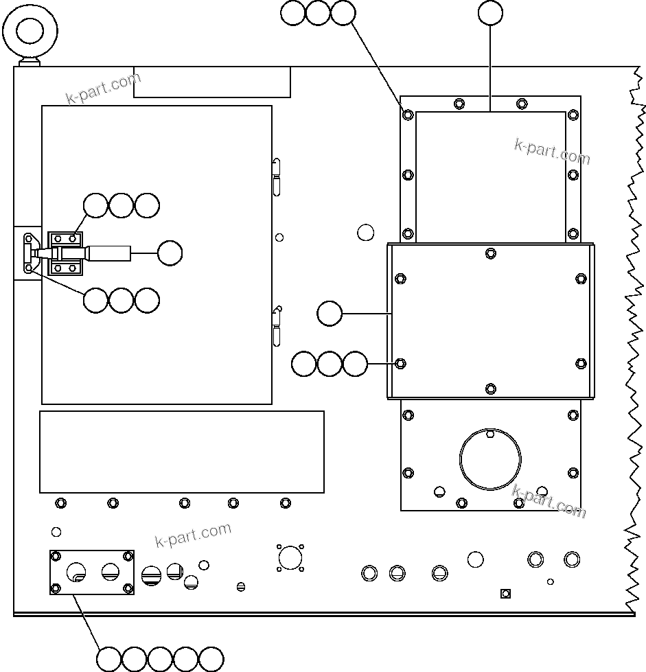Komatsu parts book diagram for AFE47-FH 730E S/N A30524     NITTETSU: CONTROL CABINET (REAR VIEW)