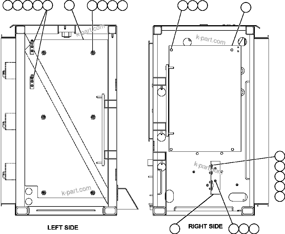 Komatsu parts book diagram for AFE47-FH 730E S/N A30524     NITTETSU: CONTROL CABINET LEFT DOOR - SIDE WALLS