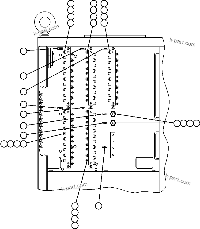 Komatsu parts book diagram for AFE47-FH 730E S/N A30524     NITTETSU: CONTROL CABINET - REAR DOOR