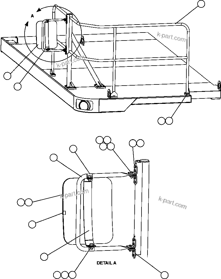 Komatsu parts book diagram for AFE47-FM 730E S/N A30531 - A30534     RUSSIAN COPPER COMPANY (RMK): R.H. DECK HANDRAILS & MIRROR