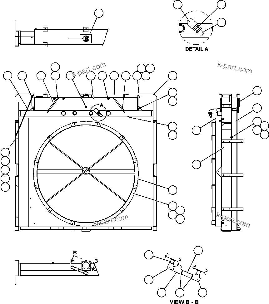 Komatsu parts book diagram for AFE47-FM 730E S/N A30531 - A30534     RUSSIAN COPPER COMPANY (RMK): RADIATOR & SHROUD ASSEMBLY (PC2067)