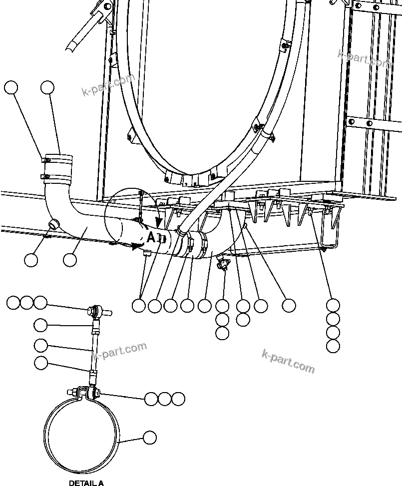 Komatsu parts book diagram for AFE47-FM 730E S/N A30531 - A30534     RUSSIAN COPPER COMPANY (RMK): RADIATOR PIPING - 2