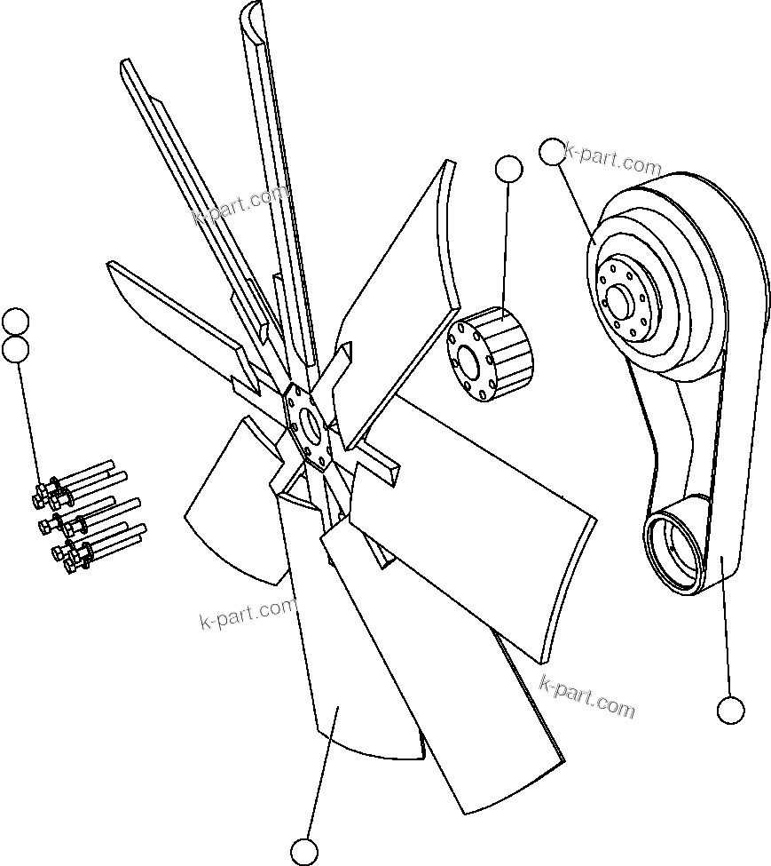 Komatsu parts book diagram for AFE47-FM 730E S/N A30531 - A30534     RUSSIAN COPPER COMPANY (RMK): FAN & FAN DRIVE
