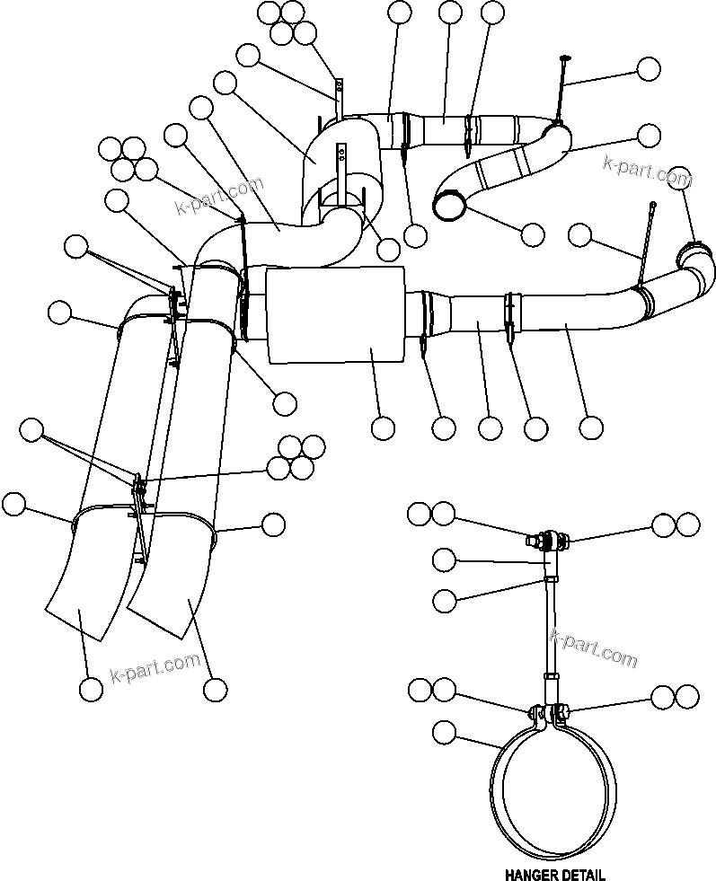 Komatsu parts book diagram for AFE47-FM 730E S/N A30531 - A30534     RUSSIAN COPPER COMPANY (RMK): EXHAUST PIPING