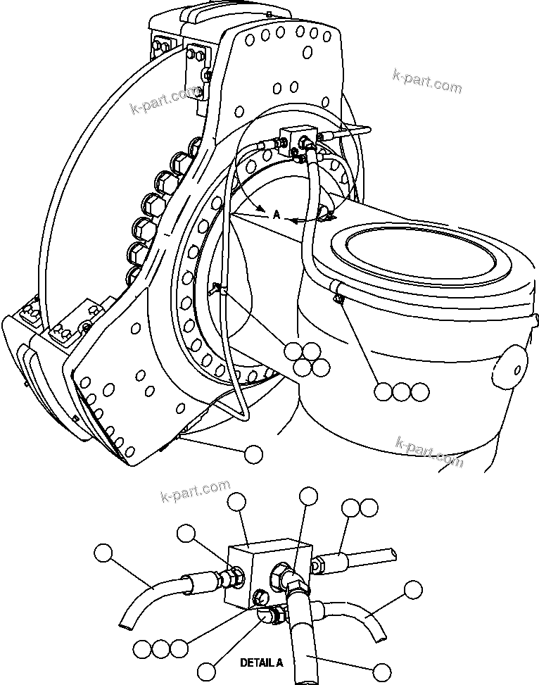Komatsu parts book diagram for AFE47-FM 730E S/N A30531 - A30534     RUSSIAN COPPER COMPANY (RMK): FRONT BRAKE PIPING