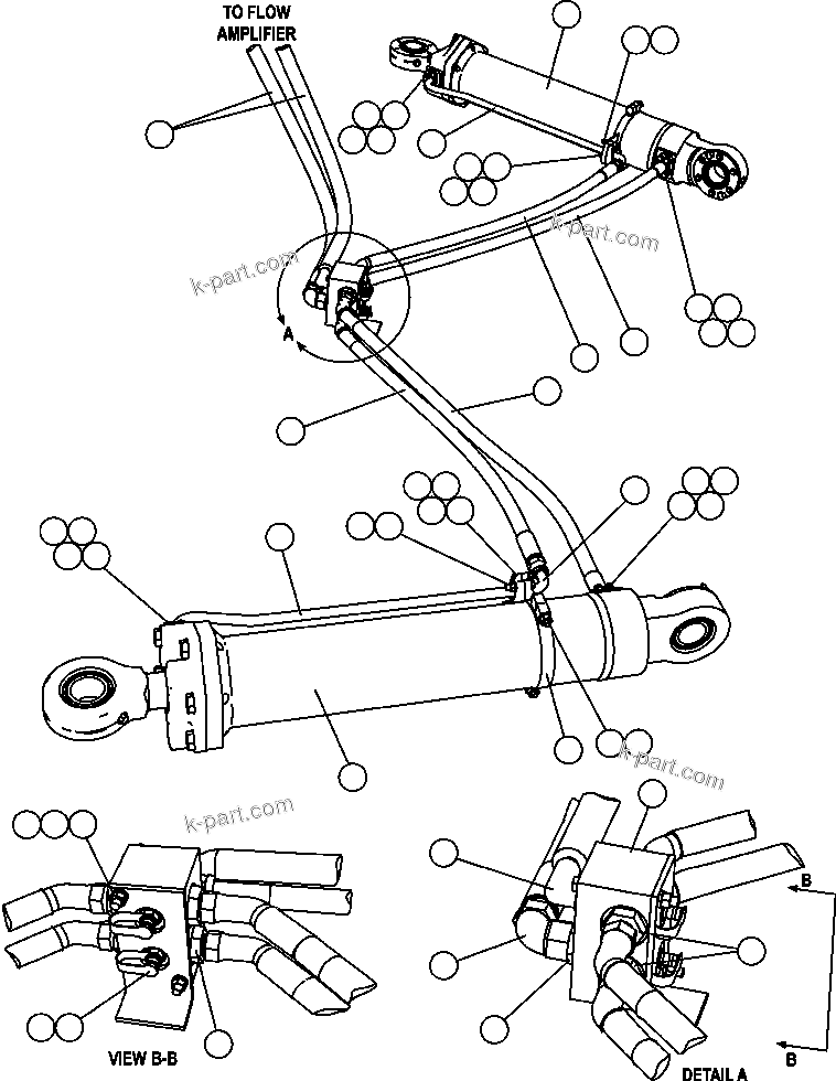 Komatsu parts book diagram for AFE47-FM 730E S/N A30531 - A30534     RUSSIAN COPPER COMPANY (RMK): STEERING CYLINDER PIPING