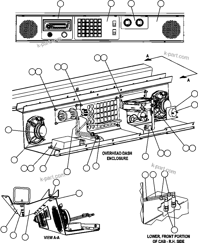 Komatsu parts book diagram for AFE47-FM 730E S/N A30531 - A30534     RUSSIAN COPPER COMPANY (RMK): OVERHEAD DASH MODULE