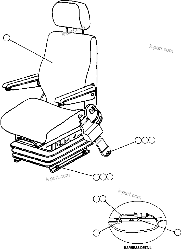 Komatsu parts book diagram for AFE47-FM 730E S/N A30531 - A30534     RUSSIAN COPPER COMPANY (RMK): OPERATOR'S SEAT INSTALLATION