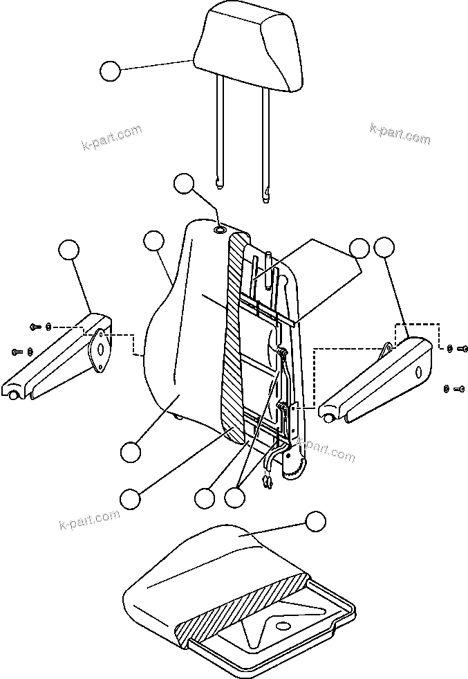 Komatsu parts book diagram for AFE47-FM 730E S/N A30531 - A30534     RUSSIAN COPPER COMPANY (RMK): OPERATOR'S SEAT ASSEMBLY (PC2324)