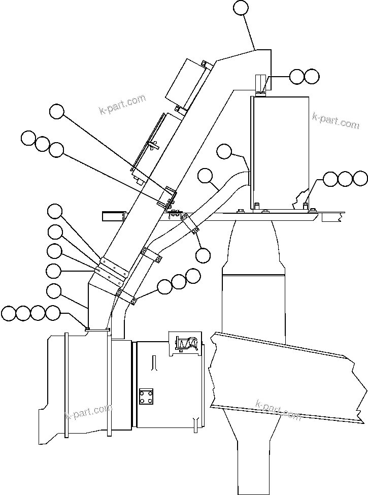 Komatsu parts book diagram for AFE47-FM 730E S/N A30531 - A30534     RUSSIAN COPPER COMPANY (RMK): BLOWER INLET & COOLING AIR INSTL