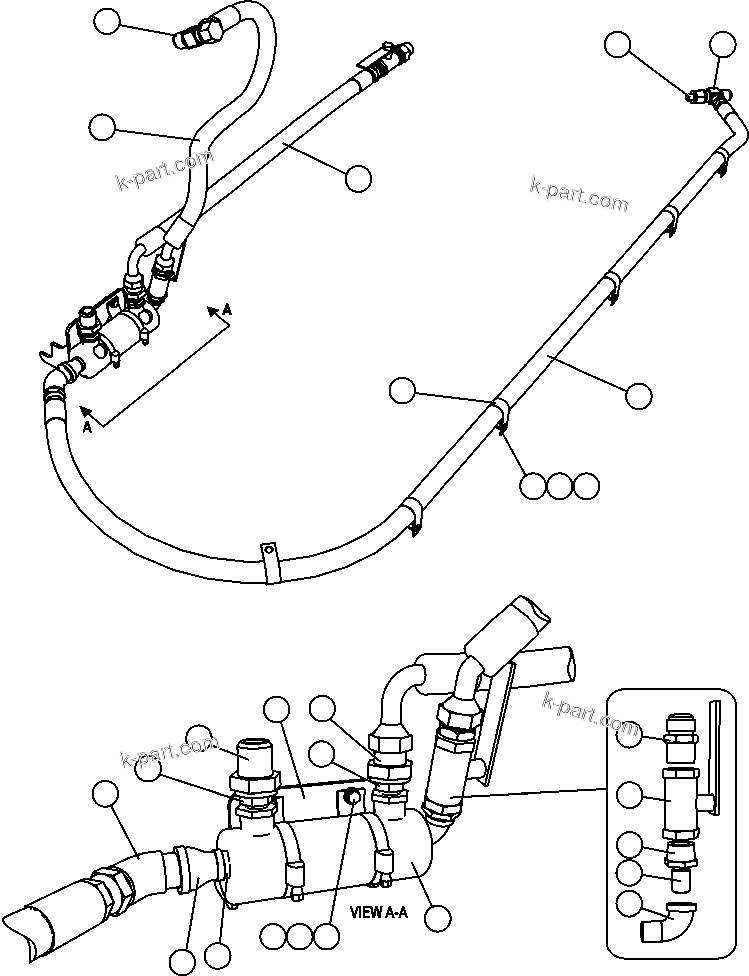 Komatsu parts book diagram for AFE47-FM 730E S/N A30531 - A30534     RUSSIAN COPPER COMPANY (RMK): FUEL HEATER INSTALLATION