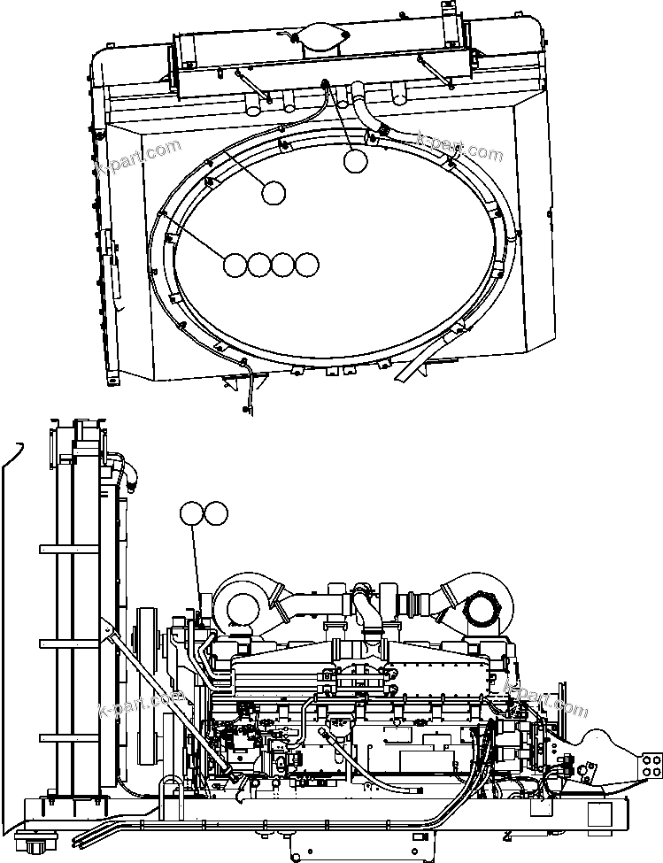 Komatsu parts book diagram for AFE47-FM 730E S/N A30531 - A30534     RUSSIAN COPPER COMPANY (RMK): ENGINE WIRING - COOLING SYSTEM