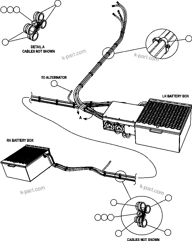 Komatsu parts book diagram for AFE47-FM 730E S/N A30531 - A30534     RUSSIAN COPPER COMPANY (RMK): BATTERY BOX WIRING - 1