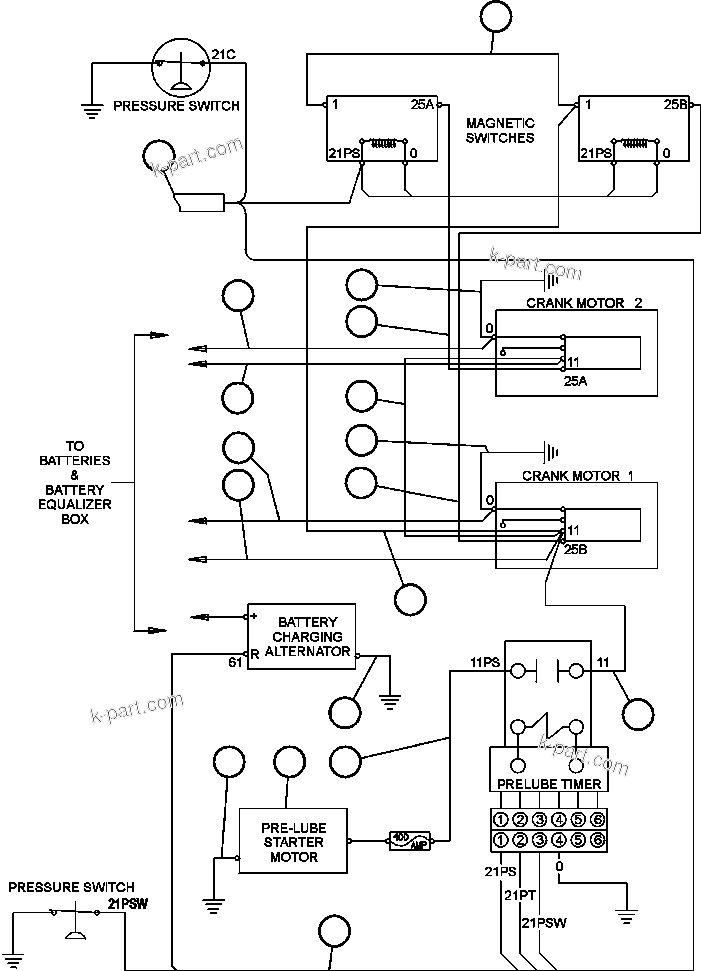 Komatsu parts book diagram for AFE47-FM 730E S/N A30531 - A30534     RUSSIAN COPPER COMPANY (RMK): ELECTRIC START WIRING