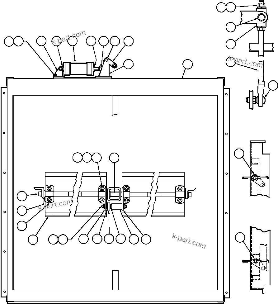 Komatsu parts book diagram for AFE47-FM 730E S/N A30531 - A30534     RUSSIAN COPPER COMPANY (RMK): RADIATOR SHUTTER ASSEMBLY (PC1669)