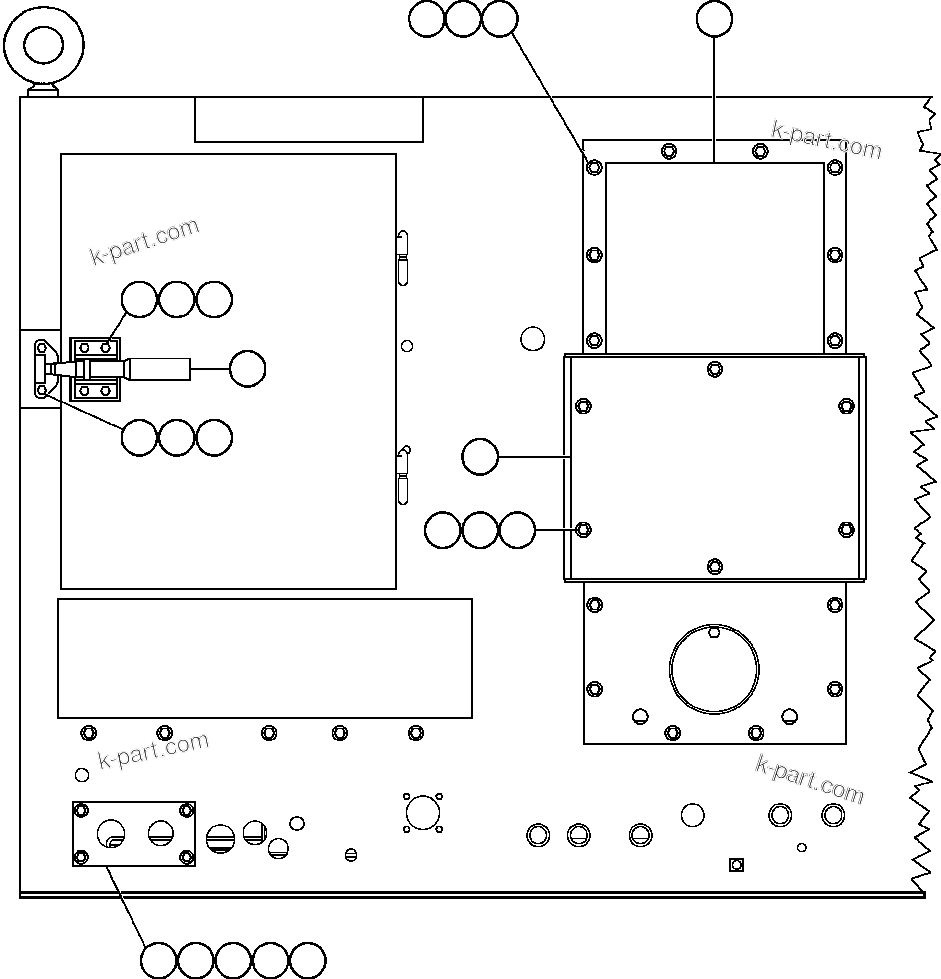 Komatsu parts book diagram for AFE47-FM 730E S/N A30531 - A30534     RUSSIAN COPPER COMPANY (RMK): CONTROL CABINET (REAR VIEW)
