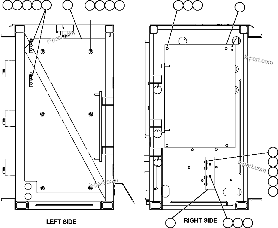 Komatsu parts book diagram for AFE47-FM 730E S/N A30531 - A30534     RUSSIAN COPPER COMPANY (RMK): CONTROL CABINET LEFT DOOR - SIDE WALLS