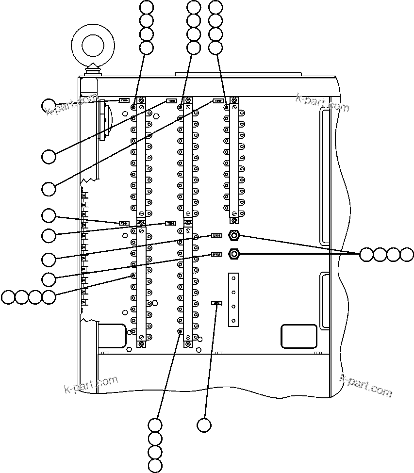 Komatsu parts book diagram for AFE47-FM 730E S/N A30531 - A30534     RUSSIAN COPPER COMPANY (RMK): CONTROL CABINET - REAR DOOR