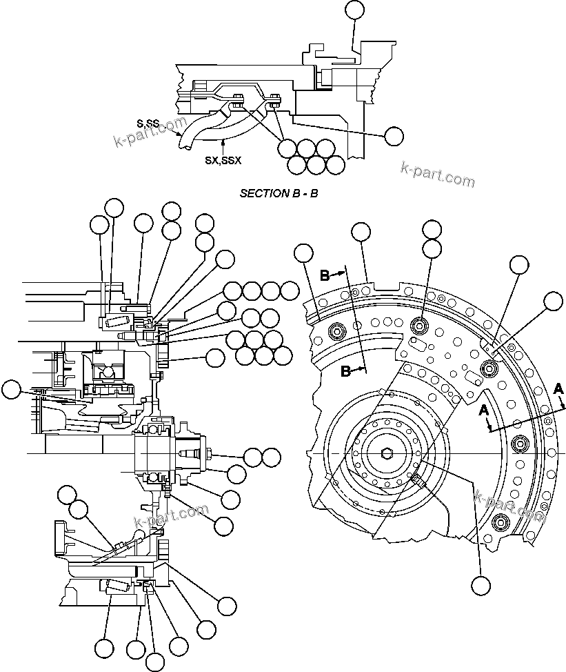 Komatsu parts book diagram for AFE47-FM 730E S/N A30531 - A30534     RUSSIAN COPPER COMPANY (RMK): MOTORIZED WHEEL - 788FS10 - 1