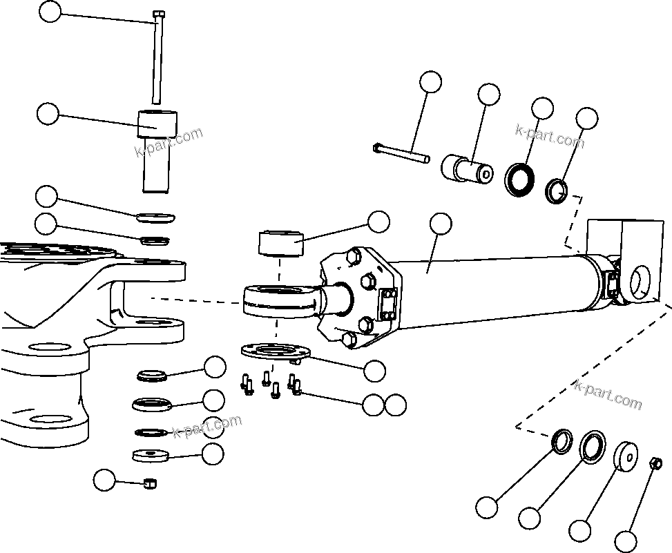 Komatsu parts book diagram for AFE47-FP 730E S/N A30541 - A30545 & A30550 - A30551      DARMA HENWA: STEERING CYLINDER INSTALLATION