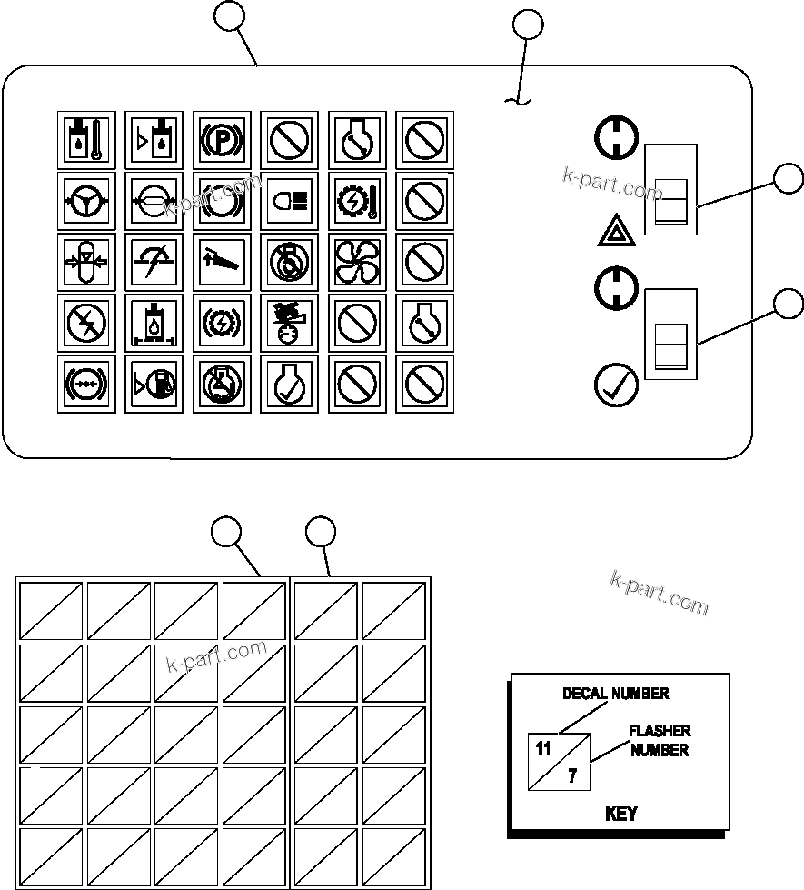Komatsu parts book diagram for AFE47-FP 730E S/N A30541 - A30545 & A30550 - A30551      DARMA HENWA: WARNING LIGHTS MODULE (EM5388)