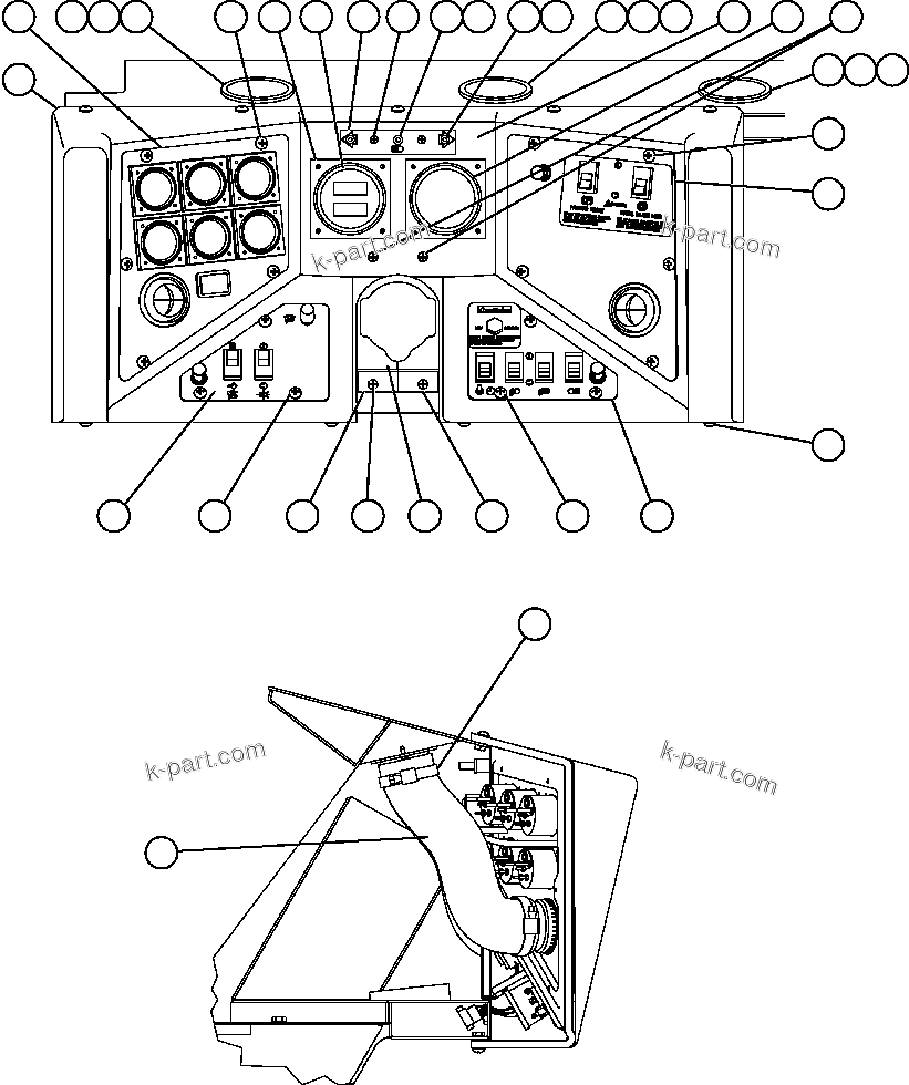 Komatsu parts book diagram for AFE47-FP 730E S/N A30541 - A30545 & A30550 - A30551      DARMA HENWA: INSTRUMENT PANEL ASSEMBLY