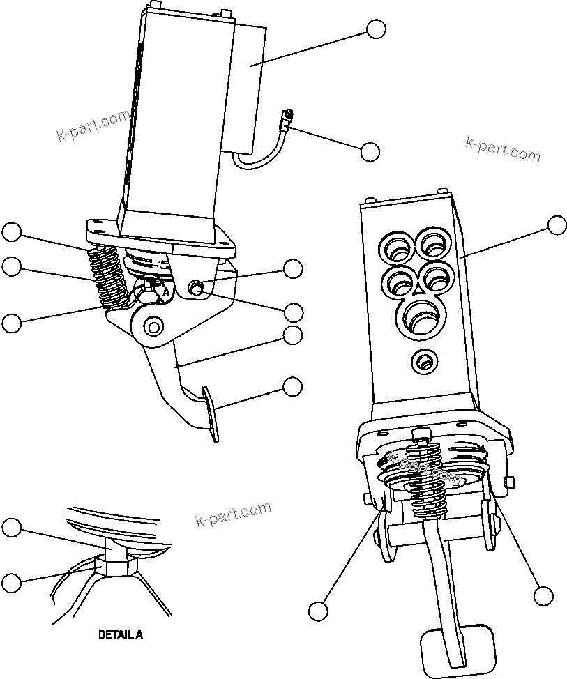 Komatsu parts book diagram for AFE47-FP 730E S/N A30541 - A30545 & A30550 - A30551      DARMA HENWA: BRAKE VALVE PEDAL ASSEMBLY (PC2027)