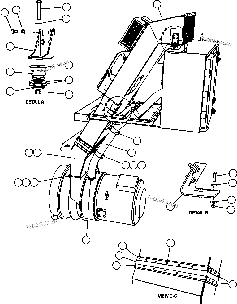 Komatsu parts book diagram for AFE47-FP 730E S/N A30541 - A30545 & A30550 - A30551      DARMA HENWA: INLET DUCT/BLOWER HOSE INSTALLATION