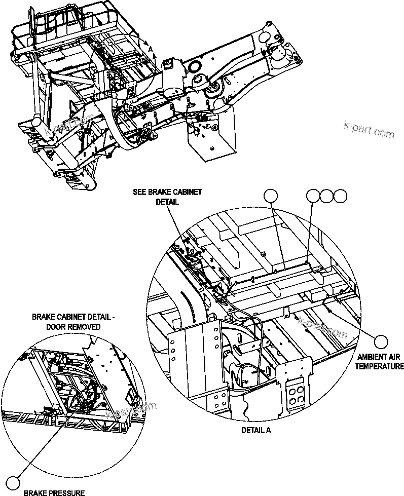 Komatsu parts book diagram for AFE47-FP 730E S/N A30541 - A30545 & A30550 - A30551      DARMA HENWA: VHMS - SENSOR INSTALLATION ( 1/2)
