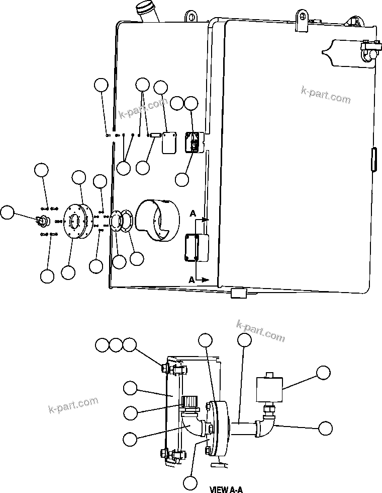 Komatsu parts book diagram for AFE47-FP 730E S/N A30541 - A30545 & A30550 - A30551      DARMA HENWA: FUEL TANK INSTALLATION