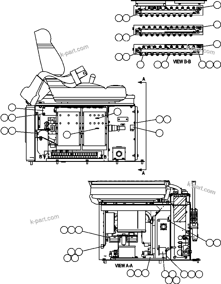 Komatsu parts book diagram for AFE47-FP 730E S/N A30541 - A30545 & A30550 - A30551      DARMA HENWA: CAB INTERFACE COMPARTMENT ( 3/4)