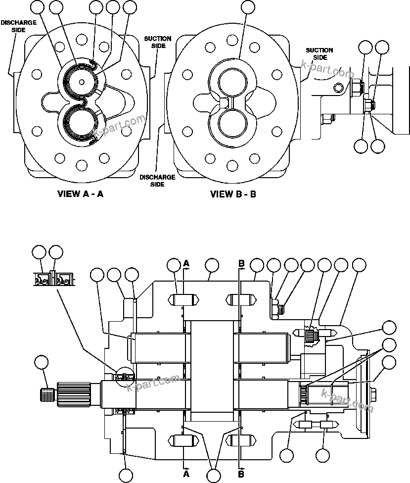 Komatsu parts book diagram for AFE47-FP 730E S/N A30541 - A30545 & A30550 - A30551      DARMA HENWA: HOIST PUMP ASSEMBLY (PB9668)