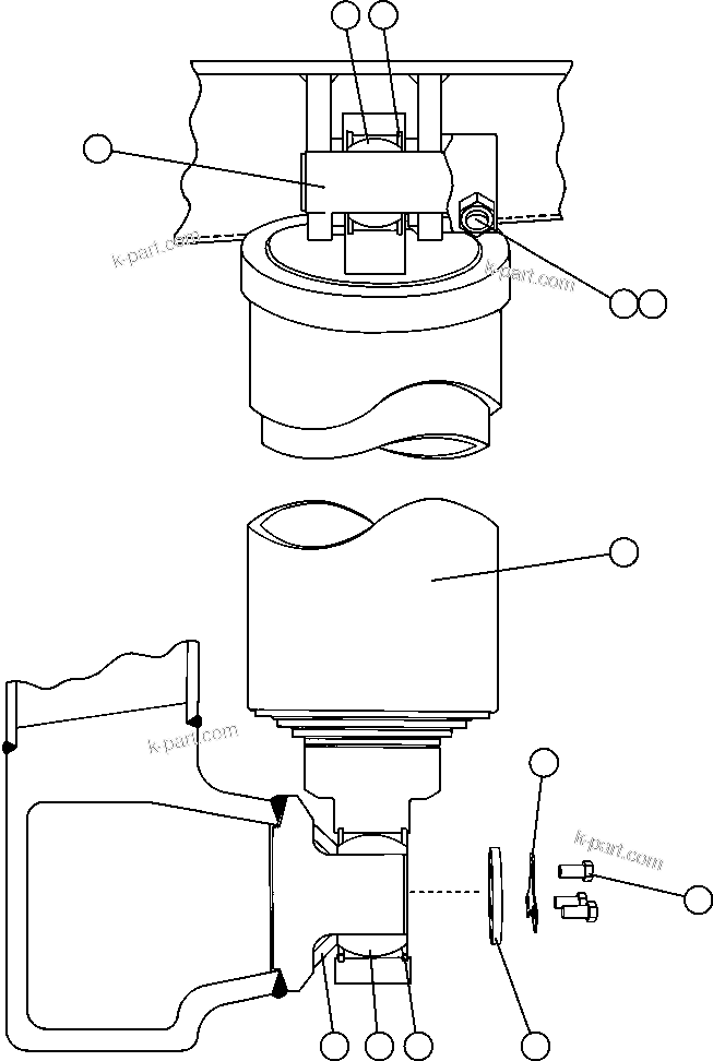 Komatsu parts book diagram for AFE47-FP 730E S/N A30541 - A30545 & A30550 - A30551      DARMA HENWA: HOIST CYLINDER & MOUNTING
