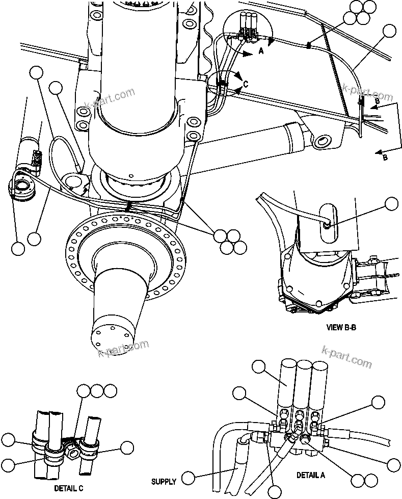 Komatsu parts book diagram for AFE47-FP 730E S/N A30541 - A30545 & A30550 - A30551      DARMA HENWA: AUTOMATIC LUBRICATION - STEERING PIPING