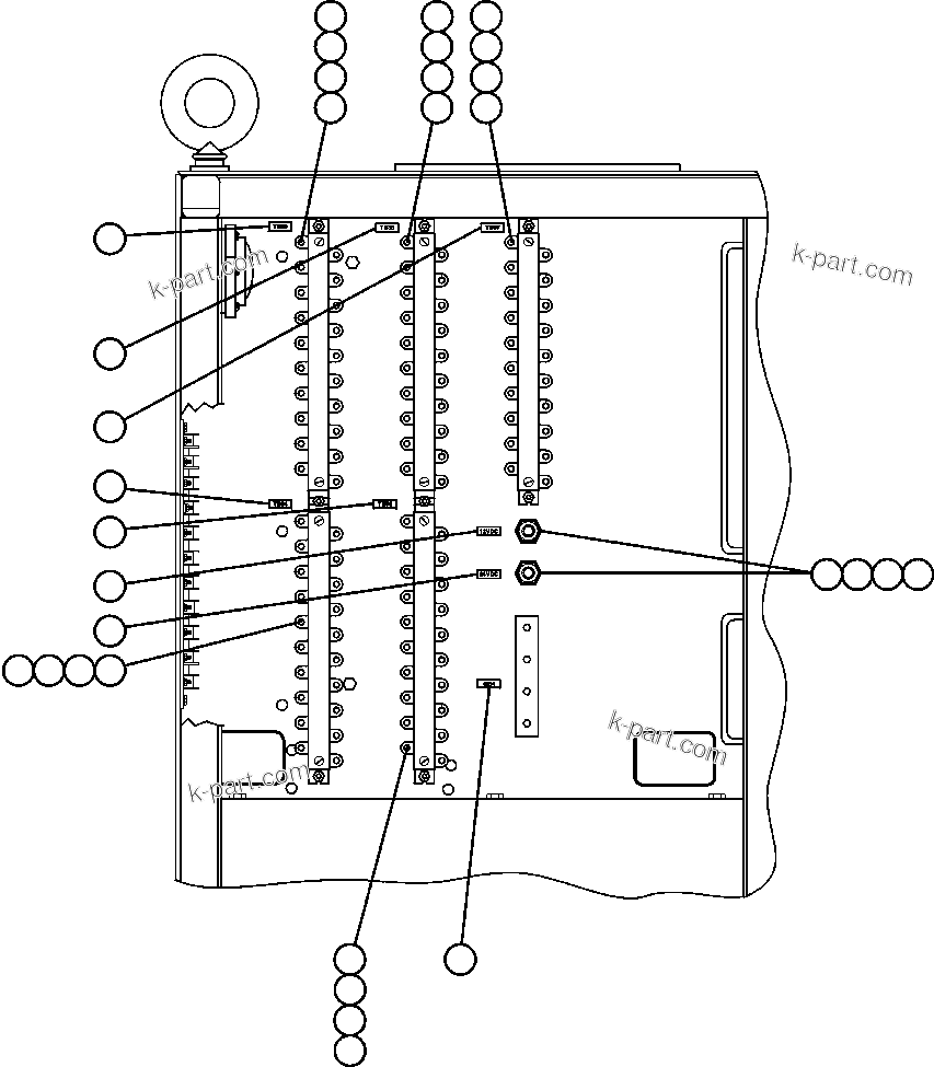Komatsu parts book diagram for AFE47-FP 730E S/N A30541 - A30545 & A30550 - A30551      DARMA HENWA: CONTROL CABINET - REAR DOOR