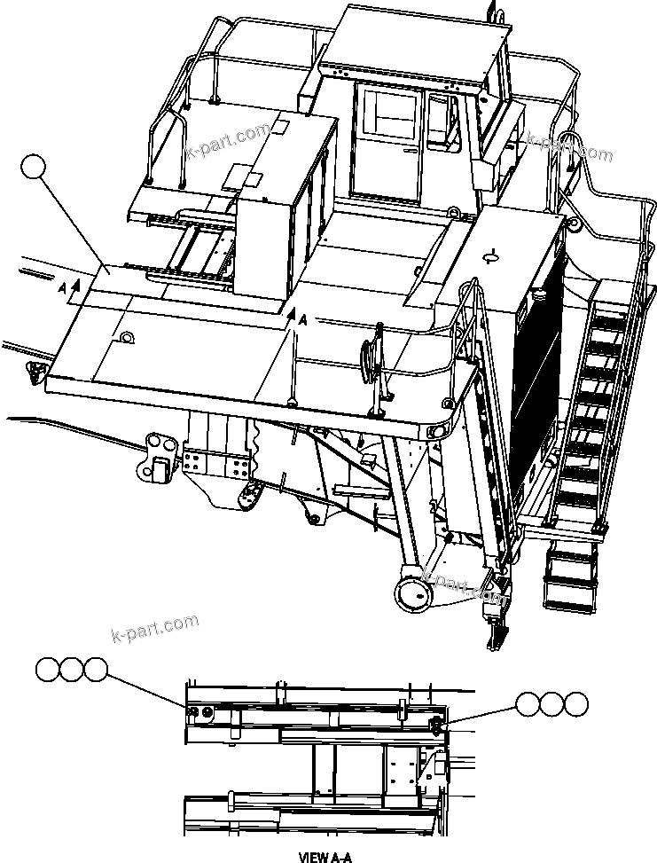 Komatsu parts book diagram for AFE47-FQ 730E S/N A30546 - A30549     ROSSING URANIUM: R.H. REAR CENTER DECK INSTALLATION