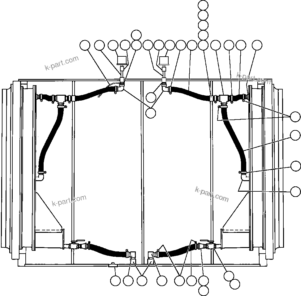 Komatsu parts book diagram for AFE47-FQ 730E S/N A30546 - A30549     ROSSING URANIUM: DRIVE WHEEL PIPING