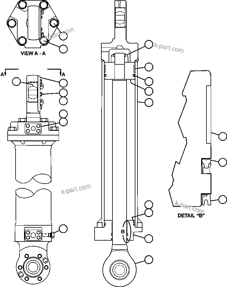 Komatsu parts book diagram for AFE47-FQ 730E S/N A30546 - A30549     ROSSING URANIUM: STEERING CYLINDER AND BEARINGS