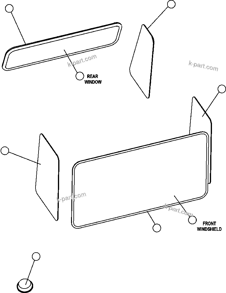 Komatsu parts book diagram for AFE47-FQ 730E S/N A30546 - A30549     ROSSING URANIUM: CAB WINDOWS